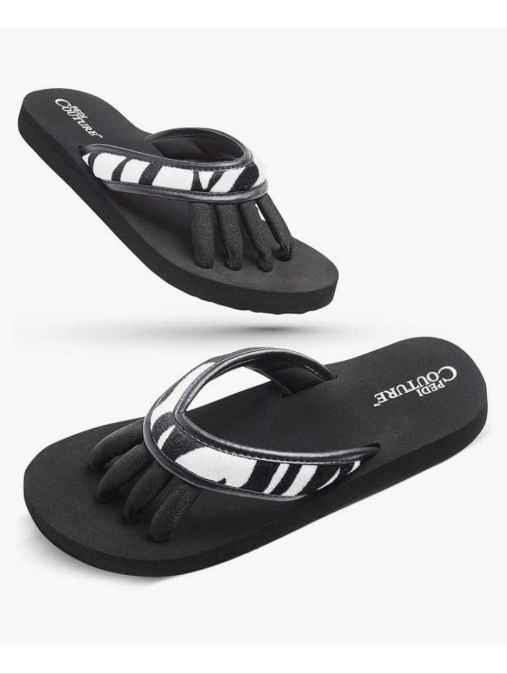 PEDI COUTURE Comfort Women's Toe•Post Sandals ▪︎ Zebra Print ▪︎ Sz MD 7/8